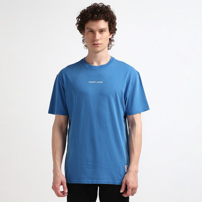 TOMMY HILFIGER Typography Men Round Neck Blue T-Shirt