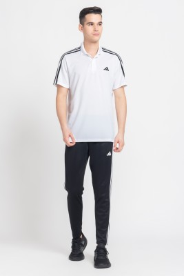 ADIDAS Printed Men Polo Neck White T-Shirt