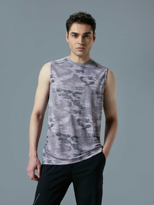 TECHNOSPORT Printed Men Crew Neck Grey T-Shirt