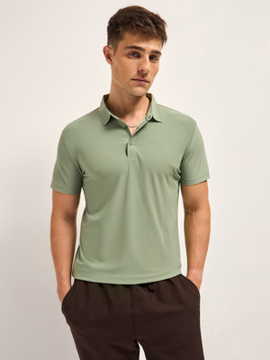 THE BEAR HOUSE Solid Men Polo Neck Green T-Shirt