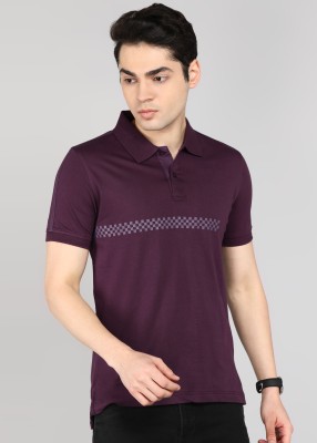 Arrow Sport Printed Men Polo Neck Purple T-Shirt