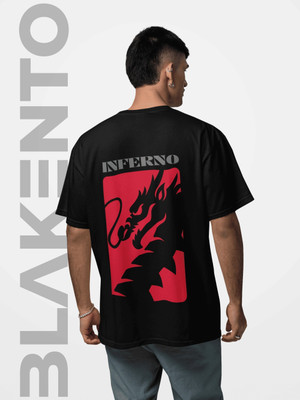 BLAKENTO Graphic Print Men Crew Neck Black T-Shirt