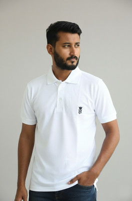 Jyovic Solid Men Polo Neck White T-Shirt