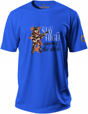 Enciger Printed Men Round Neck Blue T-Shirt