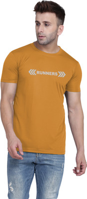 TQH Printed, Typography Men Round Neck Yellow T-Shirt