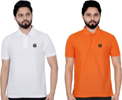 La Milano Solid Men Polo Neck Orange T-Shirt