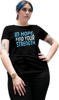 Fighterhero Printed Women Round Neck Black T-Shirt