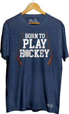 THE PRINT PLATTER Printed Men Round Neck Navy Blue T-Shirt