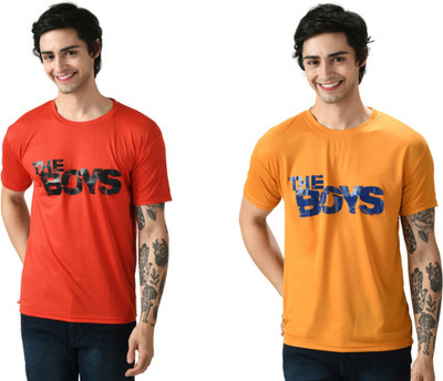 InkTees Graphic Print Men Round Neck Red, Yellow T-Shirt