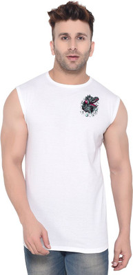 Lawful Casual Printed Men Round Neck White T-Shirt
