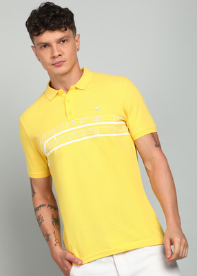 WROGN Printed Men Polo Neck Yellow T-Shirt