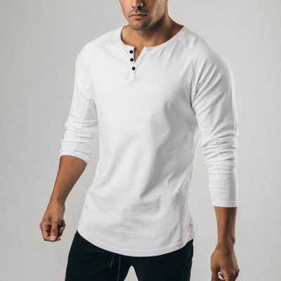 Pink Angel Solid Men Henley Neck White T-Shirt