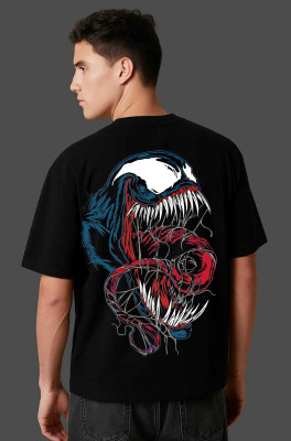 Dripghost Graphic Print Men Crew Neck Dark Blue T-Shirt