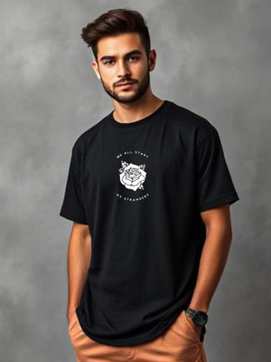 UrGear Printed Men Round Neck Black T-Shirt