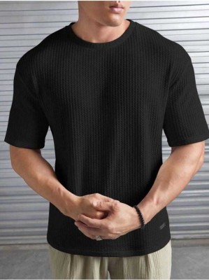 RRP Striped Men Round Neck Black T-Shirt