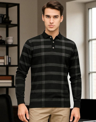 Teezler Printed Men Polo Neck Black T-Shirt