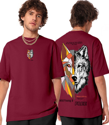 ShahaClothing Typography Men Round Neck Maroon T-Shirt