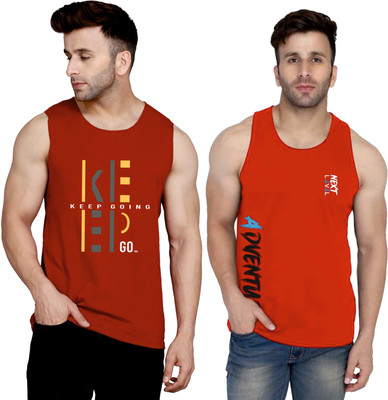 SLOWLORIS Printed Men Round Neck Maroon, Red T-Shirt