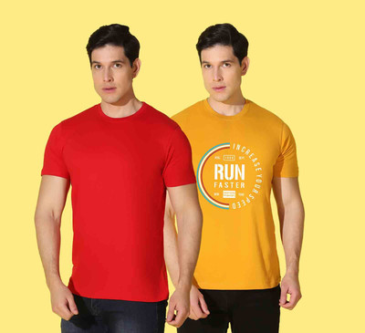 WOOSTRO Printed Men Round Neck Multicolor T-Shirt