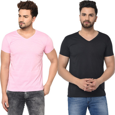 JB Jangoboy Solid Men V Neck Multicolor T-Shirt