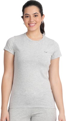 Envie Solid Women Round Neck Grey T-Shirt