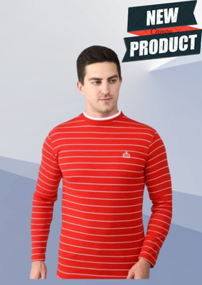 Tiki Tees Striped Men High Neck Multicolor T-Shirt