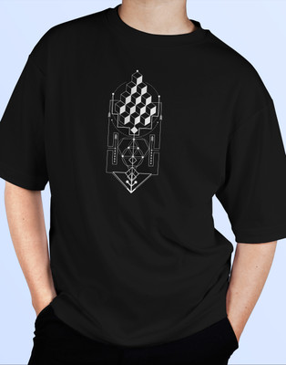 Hippie Shippie Graphic Print Men Round Neck Black T-Shirt