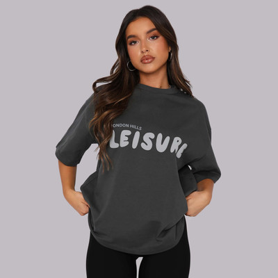 Herway Graphic Print Women Round Neck Grey T-Shirt