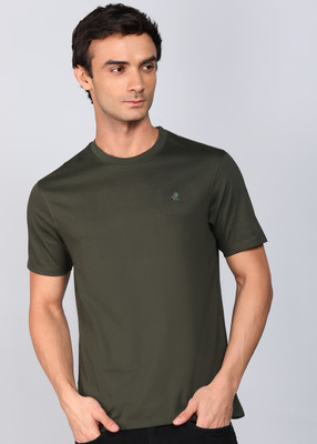 PETER ENGLAND Solid Men Round Neck Pink T-Shirt