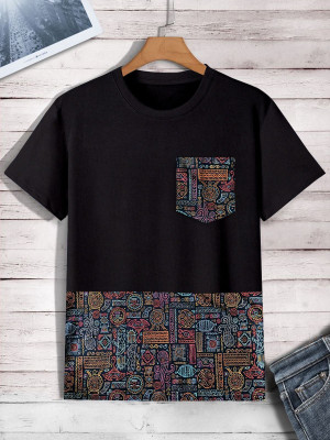 TANNU FAB Printed Men Boat Neck Multicolor T-Shirt