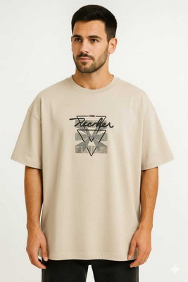 RAKOS Solid Couple V Neck Beige T-Shirt