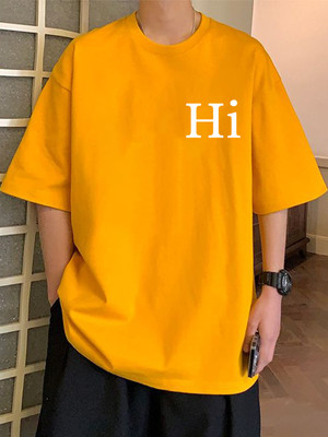 Cool Plus Typography Men Round Neck Yellow T-Shirt