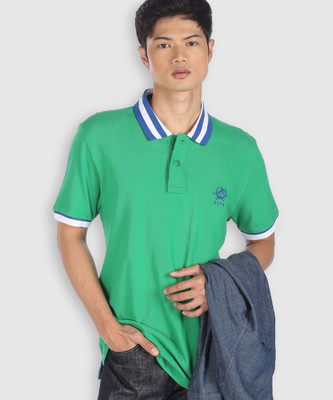 U.S. POLO ASSN. Striped Men Polo Neck Green T-Shirt