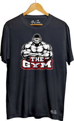 THE PRINT PLATTER Printed Men Round Neck Black T-Shirt