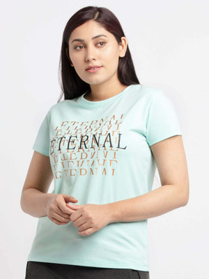 Status Quo Printed Women Round Neck Green T-Shirt