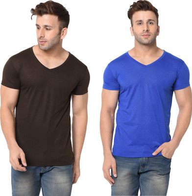 Moordale Fab Solid Men V Neck Multicolor T-Shirt