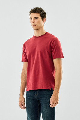 Snitch Solid Men Crew Neck Maroon T-Shirt