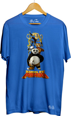 THE PRINT PLATTER Printed Men Round Neck Light Blue T-Shirt