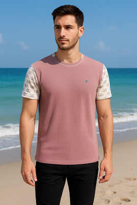Om Enterprise Printed Men Polo Neck Pink T-Shirt