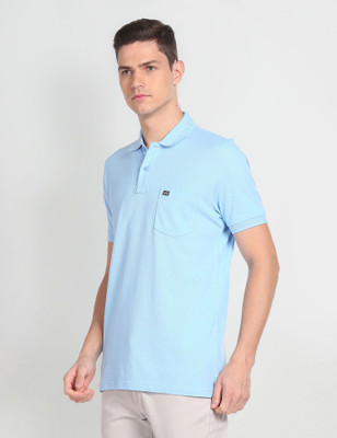 Arrow Sport Self Design Men Polo Neck Light Blue T-Shirt