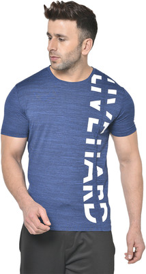 Perfkt-U Typography Men Round Neck Blue T-Shirt