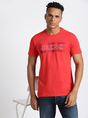 LEE Typography Men Round Neck Red T-Shirt