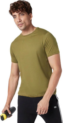 RULEDBYSUN Solid Men Round Neck Green T-Shirt