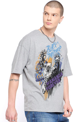 MARVEL By Metronaut Graphic Print Men Round Neck Grey T-Shirt