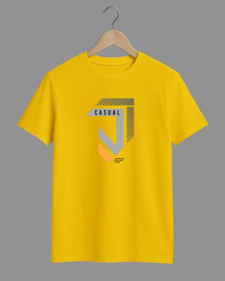 Velvawear Printed Men Crew Neck Yellow T-Shirt