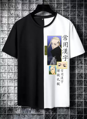 Risemax Printed, Typography Men Round Neck Black, White T-Shirt