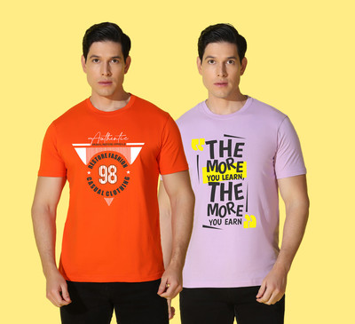 WOOSTRO Printed, Typography Men Round Neck Multicolor T-Shirt
