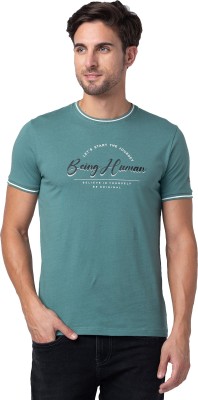 BEING HUMAN Printed Men Round Neck Green T-Shirt