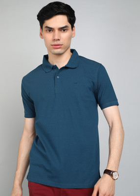 PARK AVENUE Solid Men Polo Neck Dark Blue T-Shirt