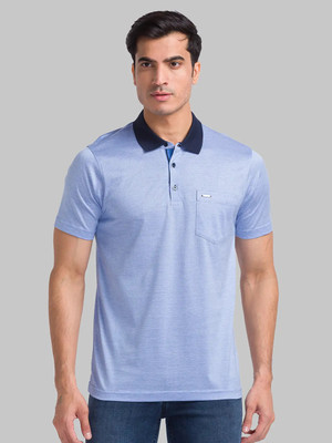 PARK AVENUE Solid Men Polo Neck Blue T-Shirt